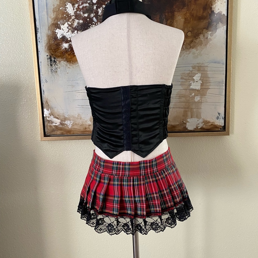 Hustler playmate playgirl skirt sequin corset tie outfit Halloween costume OS EC - Picture 10 of 11
